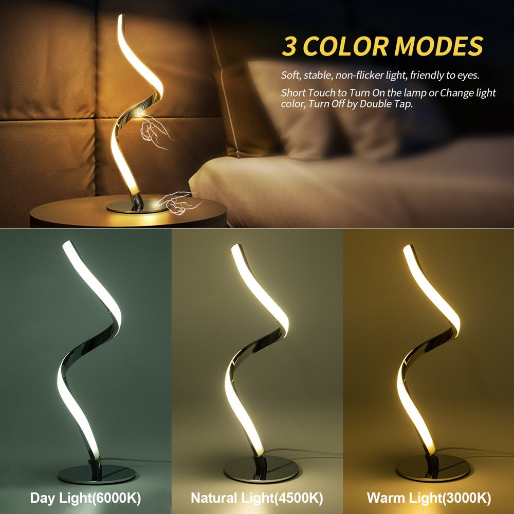 Modern Spiral Table Lamp -  Touch Controlled 3 Colors