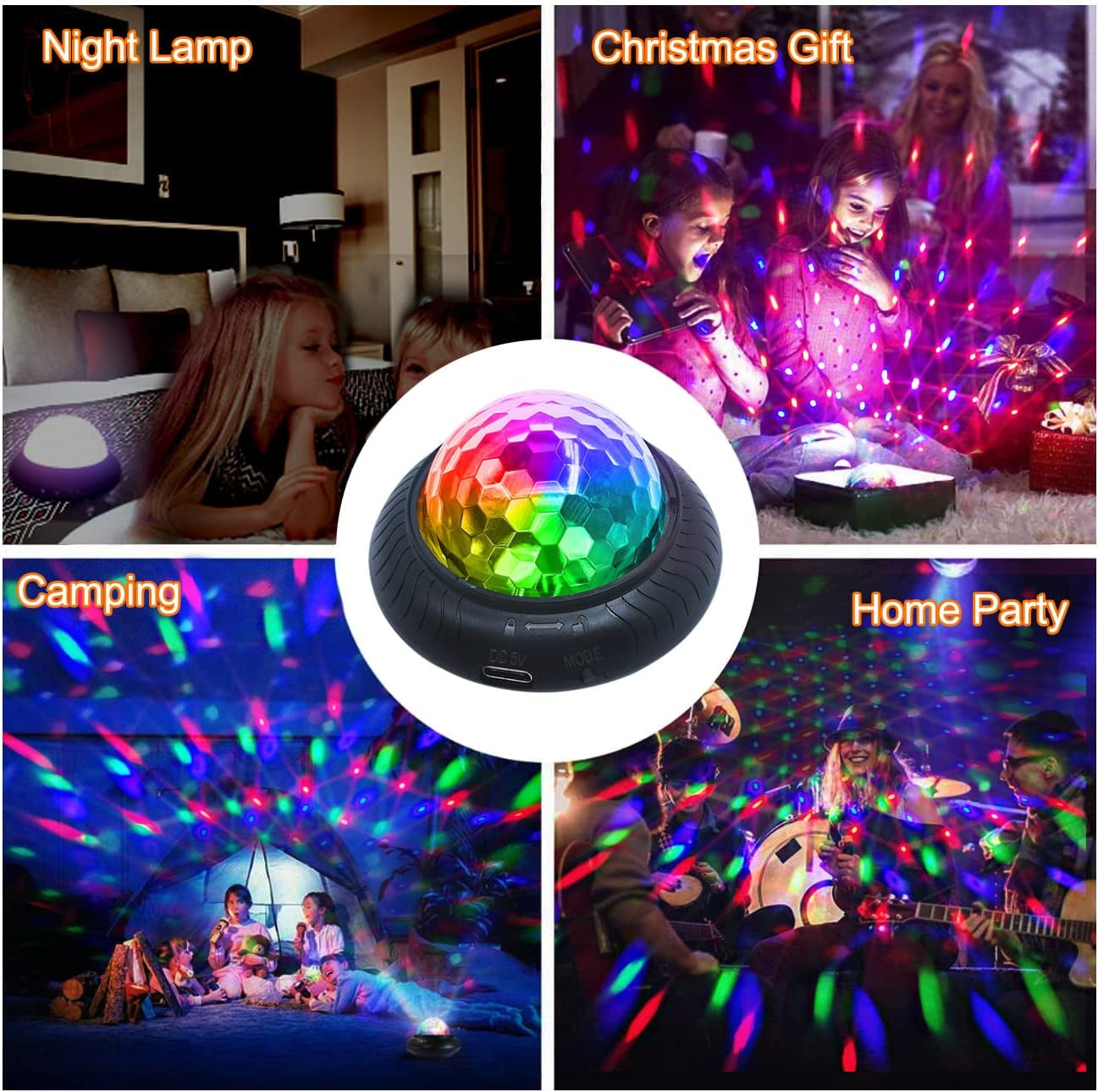 Disco Party Light Night Light 2 in 1, Sound Reactive